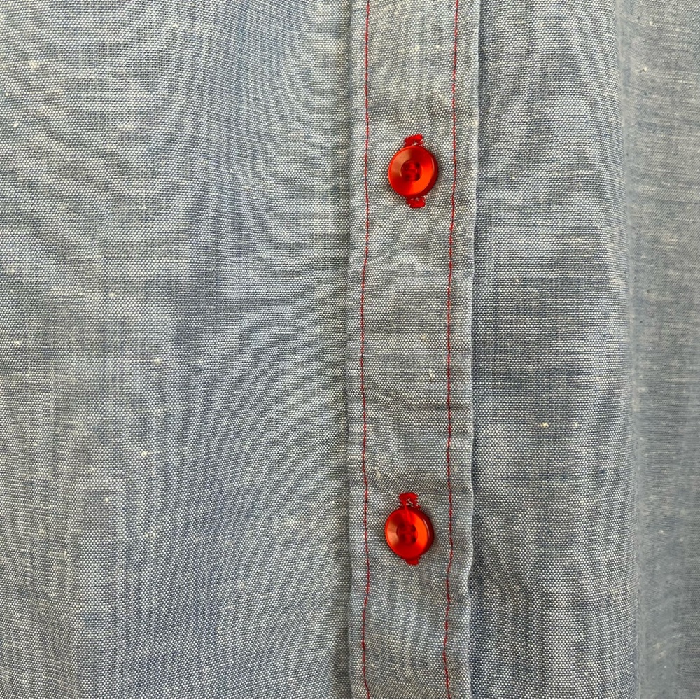 vintage western chambray shirt with red top stitching - Picture 6 of 8